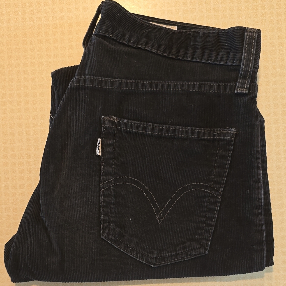Levi's Slim Straight 514 Black Corduroy Pants Vintage 29 X 32
